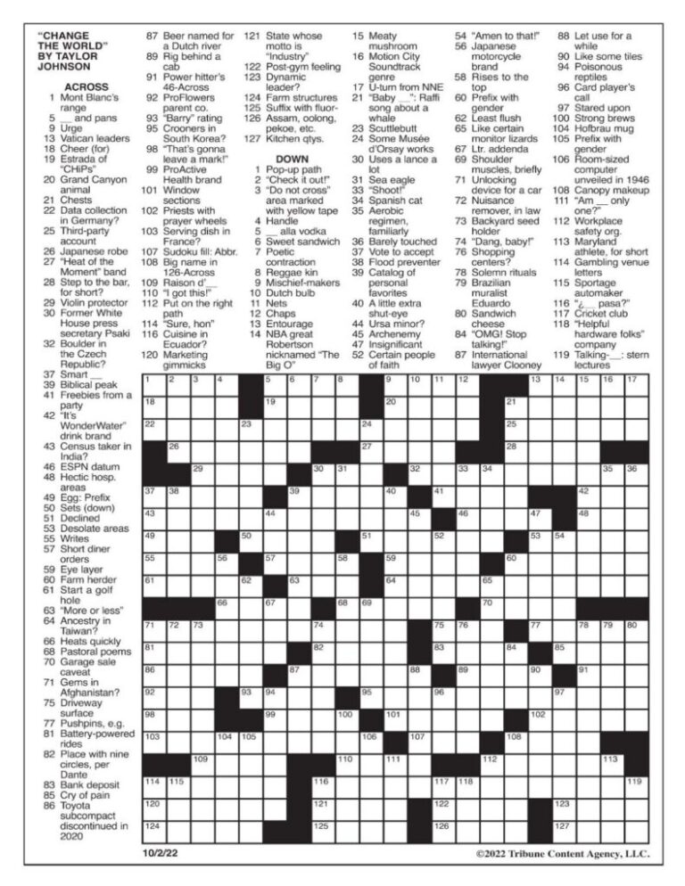 Los Angeles Times Crossword Puzzle Free Printable Crosswords