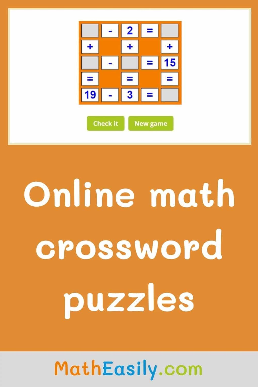 Math Crossword Puzzles Addition And Subtraction