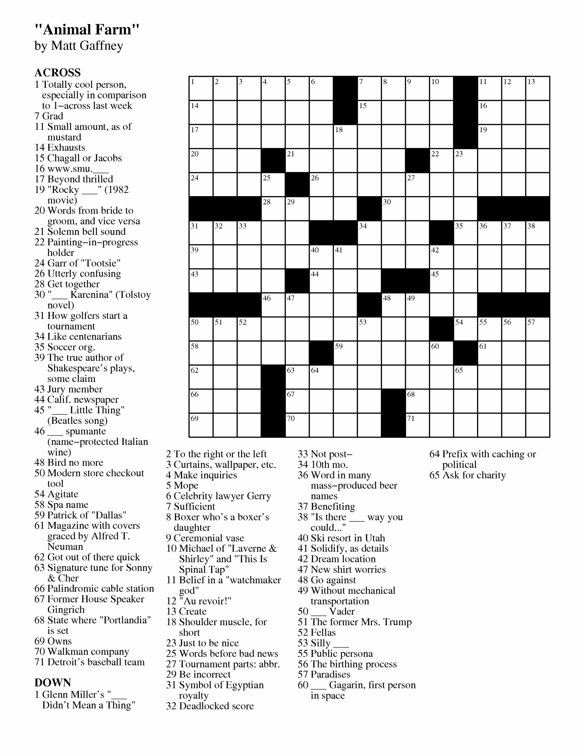 Merl Reagle 39 s Sunday Crossword Free Printable Rossy Printable