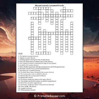 Mount Everest Scaler Nyt Crossword Prntbl concejomunicipaldechinu gov co