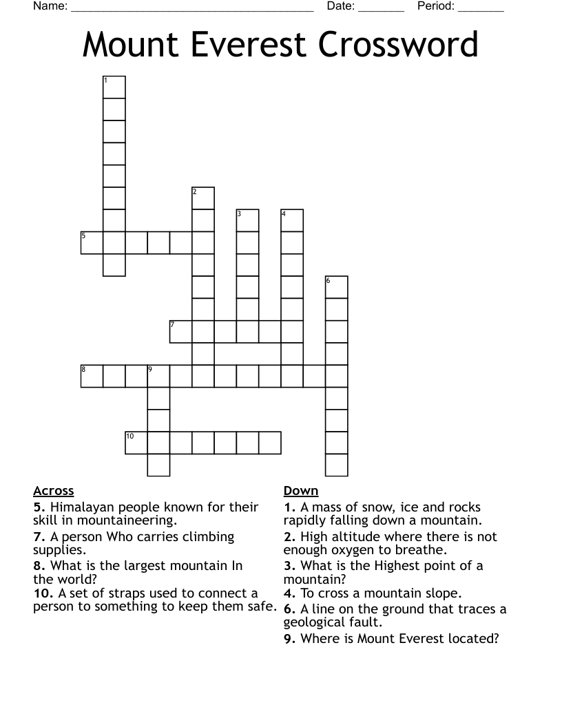 Mount Everest Scaler Nyt Crossword Prntbl concejomunicipaldechinu gov co