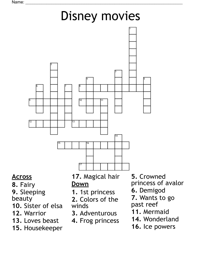 Movie Themed Crossword Puzzles Printable Printable Word Searches 