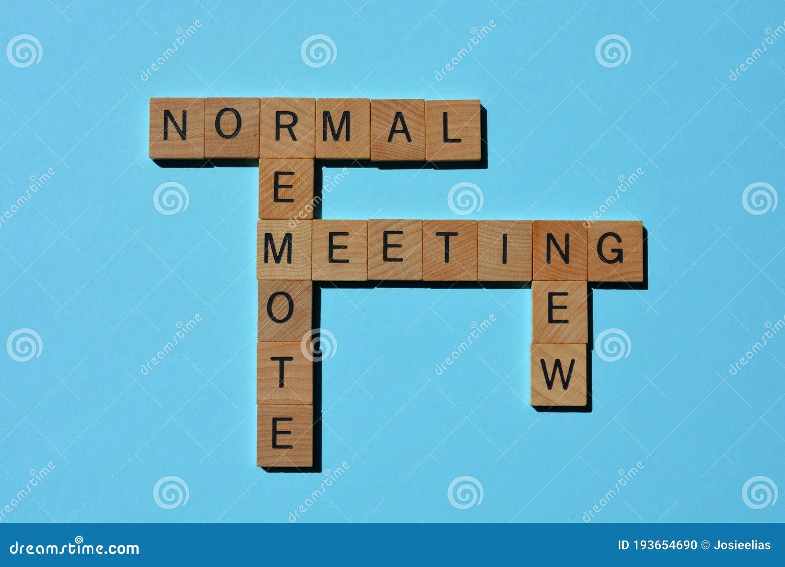 New Normal Remote Meeting Crossword On Blue Stock Photo Image Of 