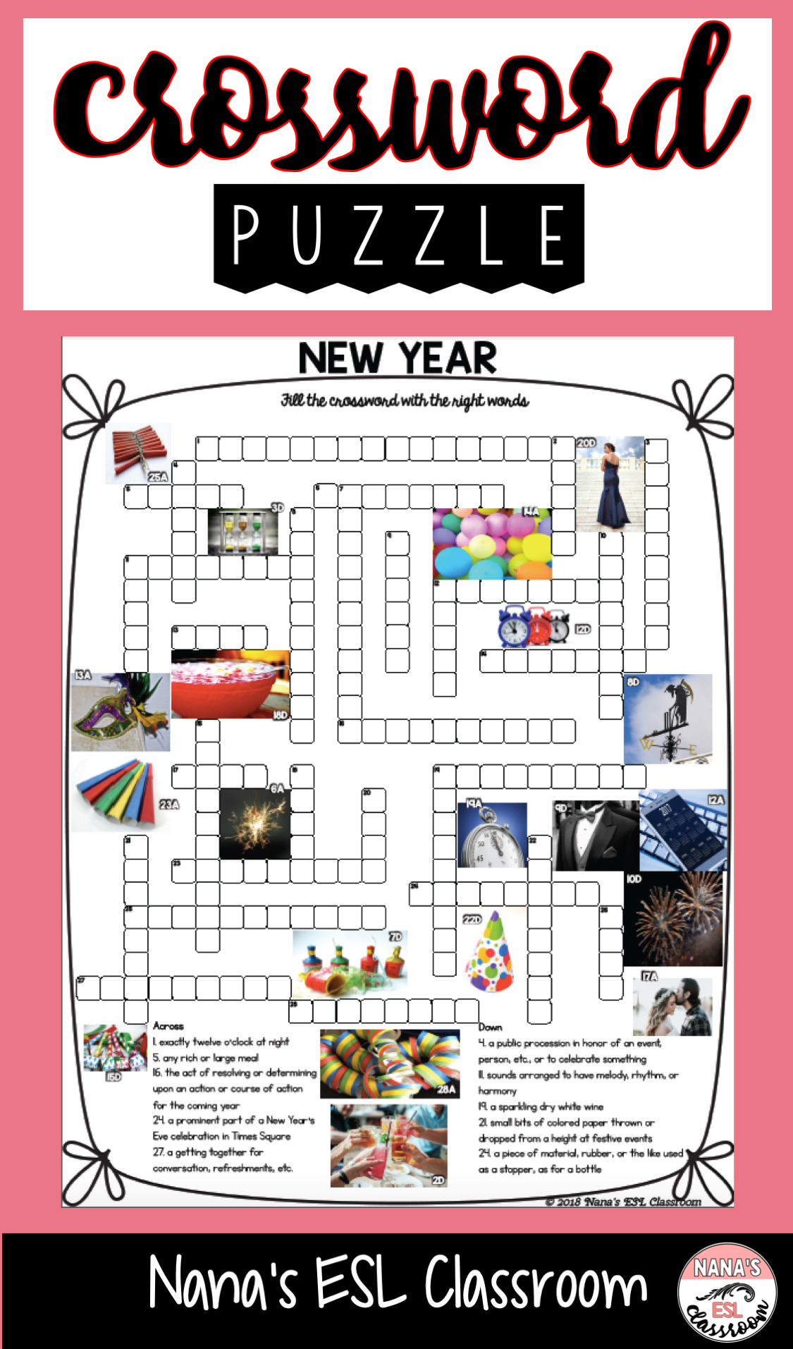 New Year Crossword Puzzle Printable Printable Word Searches