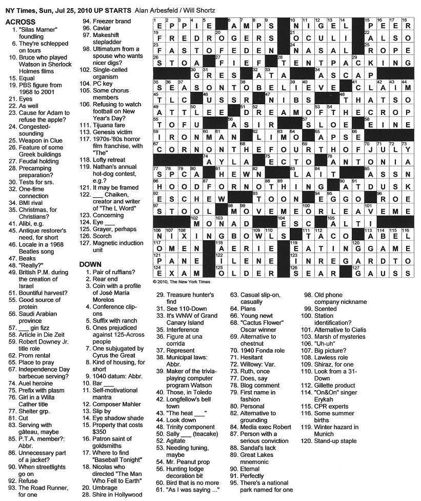New York Times Crossword Printable Free Free Printable