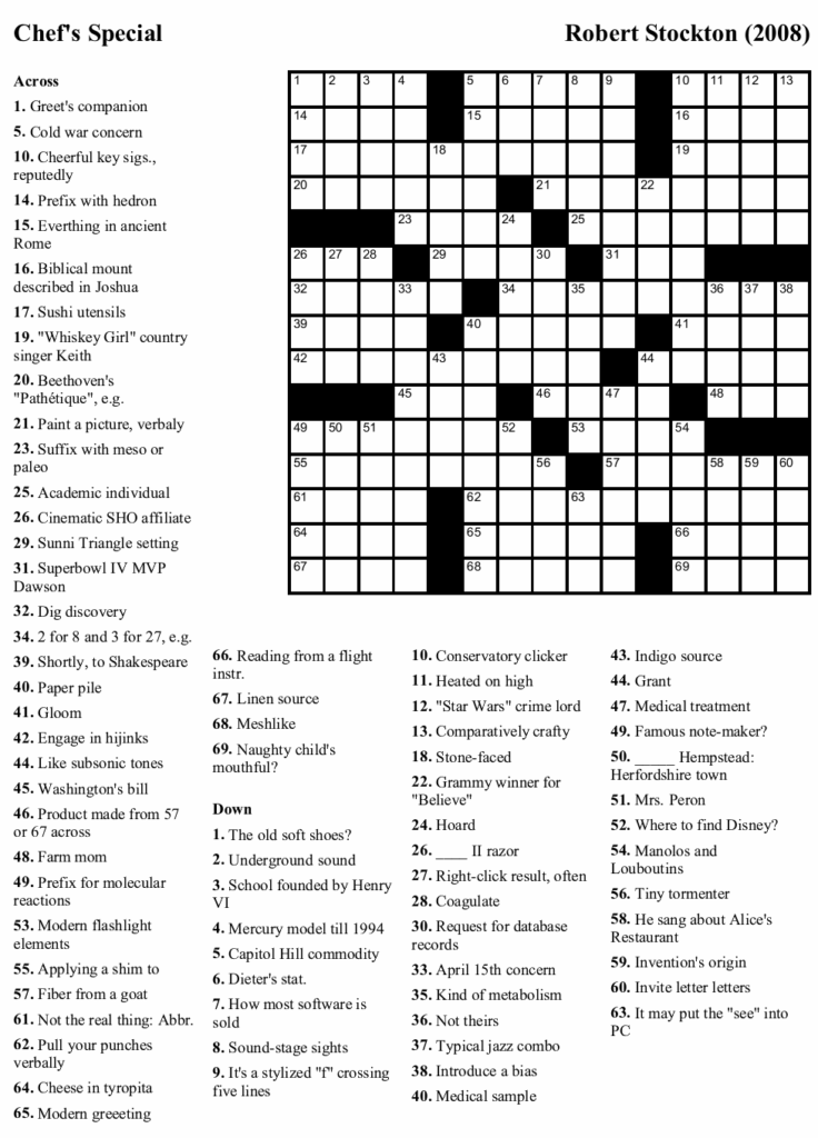 New York Times Crossword Today - Free Printable Crosswords