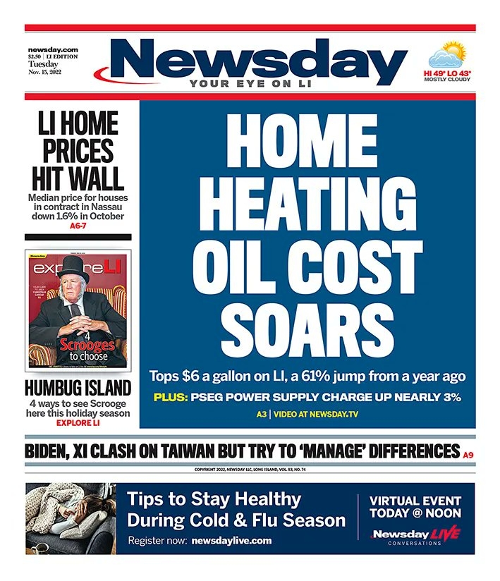Newsday On Twitter quot Tuesday 39 s Newsday Cover Home Heating Oil Prices 