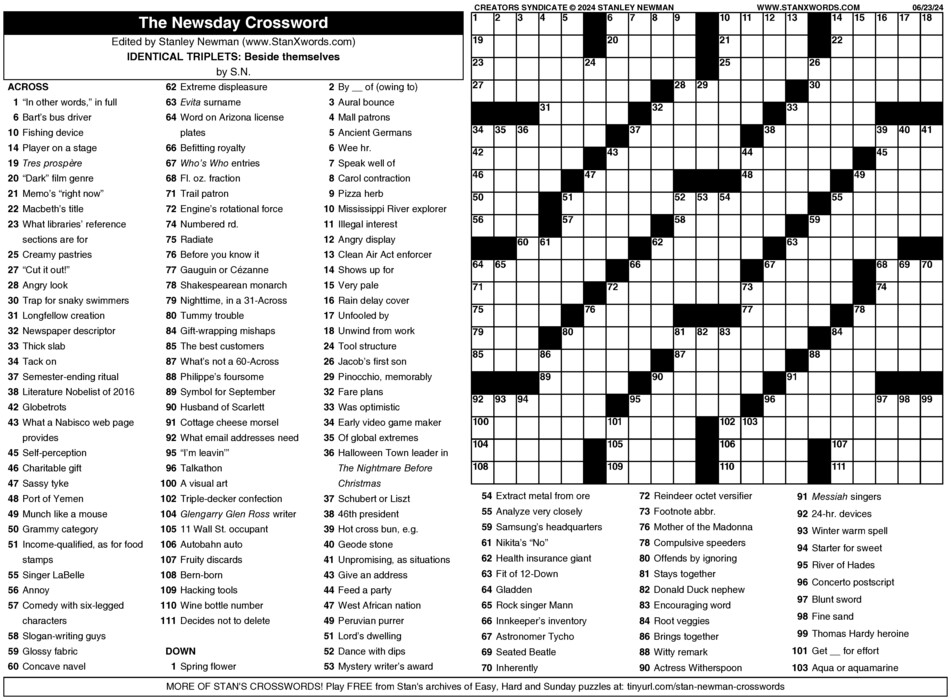 Newsday Sunday Crossword Printable Engage Your Mind And Enhance Your 