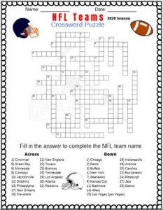 NFL Football Teams Crossword Puzzle FreePrintable me