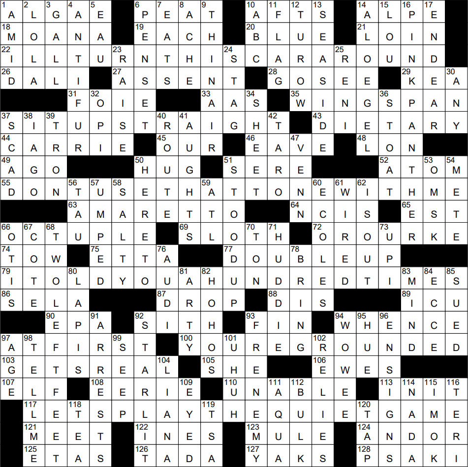 No Frills Font Crossword