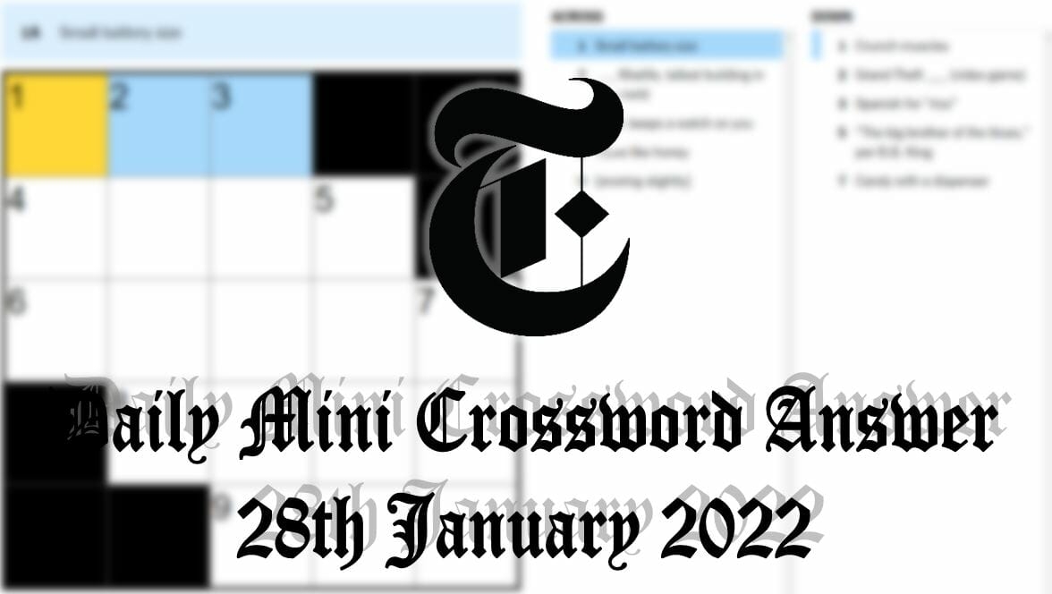 NY Times Daily Mini Crossword Answers 28th January 2022 Fortnite