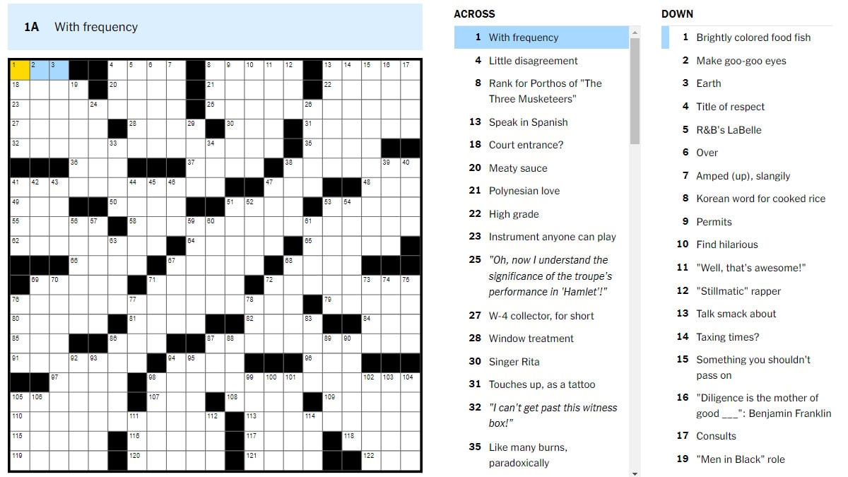 Nyt Crossword Answers Jan 24 2025 Faris Emmett