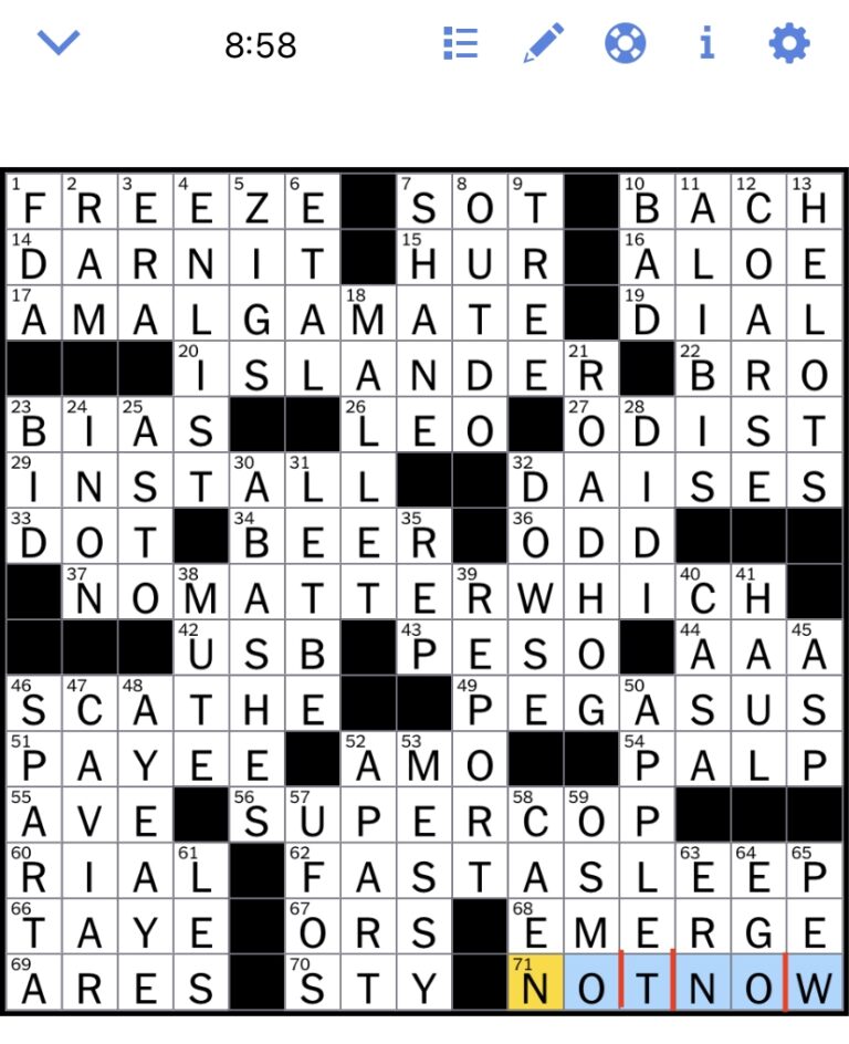Seattle Times Ny Times Crossword Free Printable Crosswords
