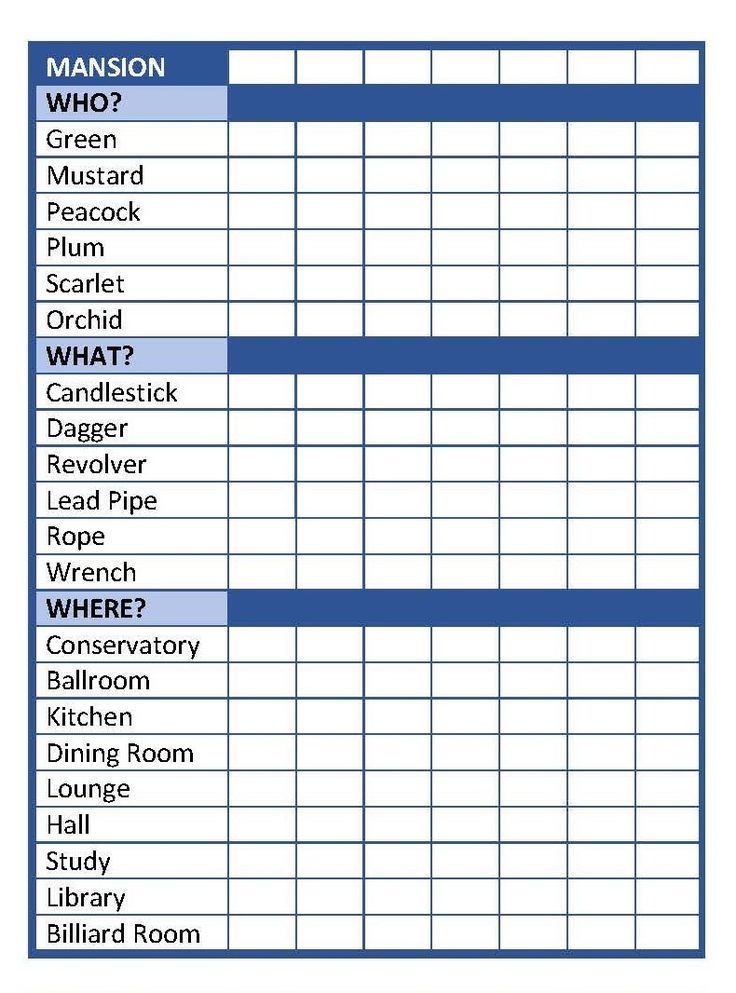 Original Printable Clue Sheets Printable Sight Words List