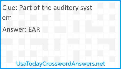 Part Of The Auditory System Crossword Clue UsaTodayCrosswordAnswers