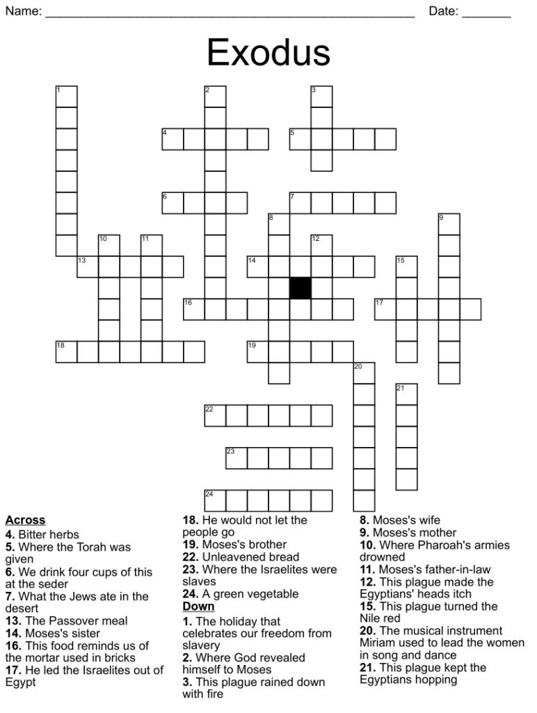 Passover Crossword Puzzle Printable Free Printable Templates