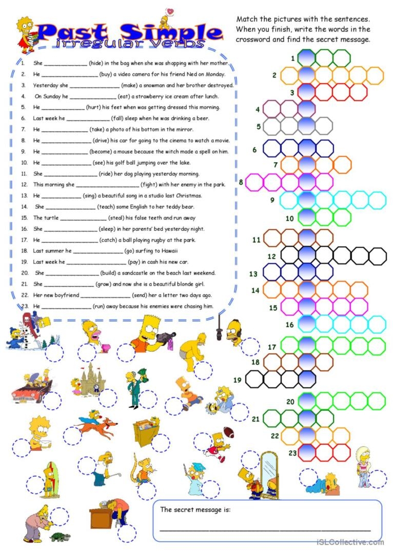 Past Simple Crossword Crossword English ESL Worksheets Pdf Doc