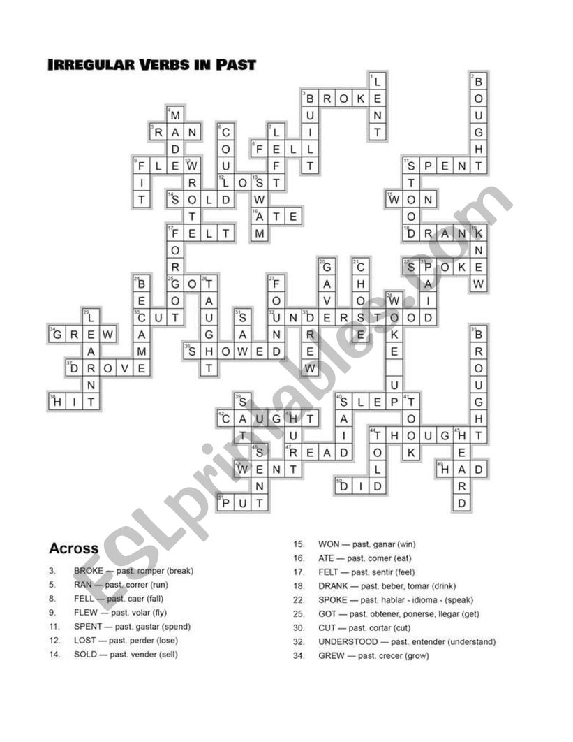 Past Simple Past Continuous Crossword Crossword Main Vrogue co