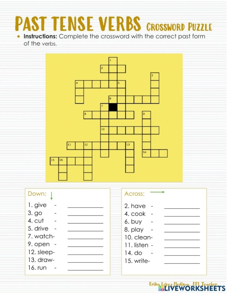 Past Tense Crossword Puzzle Printable Printable Cross Vrogue co