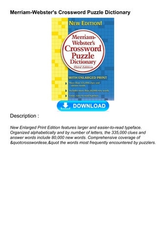PDF DOWNLOAD Merriam Webster 39 s Crossword Puzzle Dictionary By Ameerrur