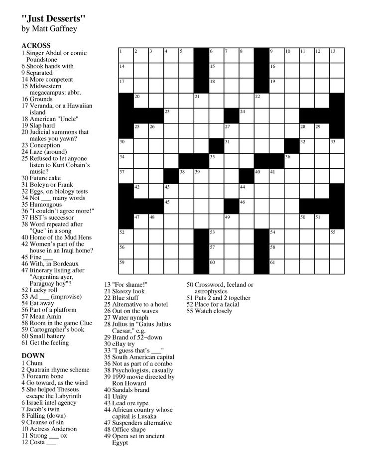 Pin On Printable Crossword Puzzles