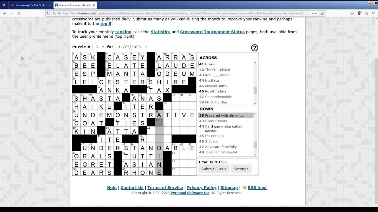 Playing In The Crossword Puzzle Tournament On BestCrosswords YouTube