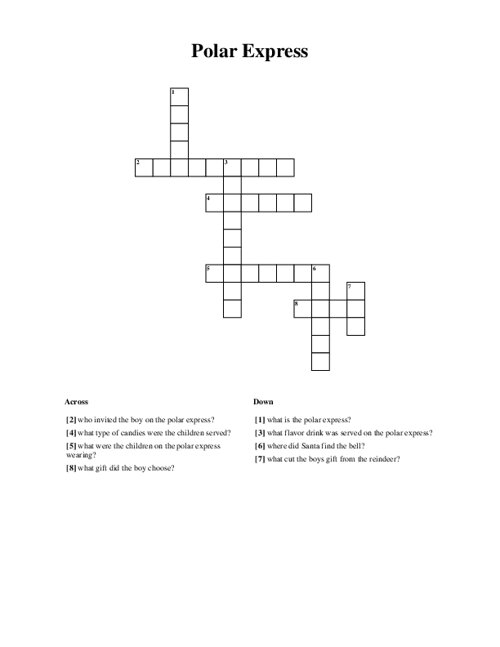 Polar Express Crossword Puzzle