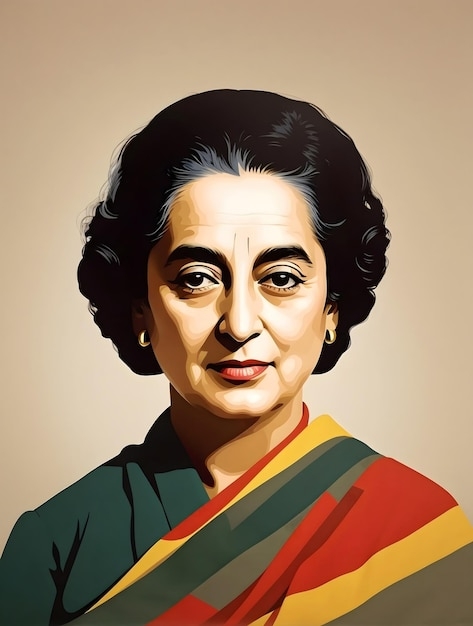Premium AI Image Indira Gandhi A Minimalist Portrait Of India 39 s 