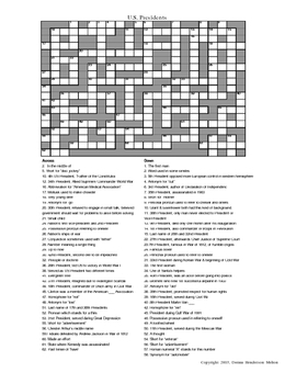 Presidents Day Crossword Puzzle Printable