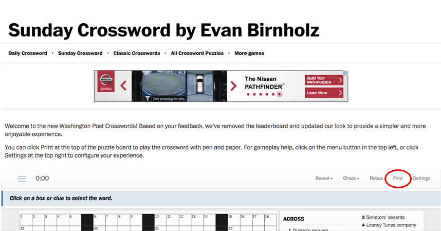 Print Online Crosswords The Washington Post