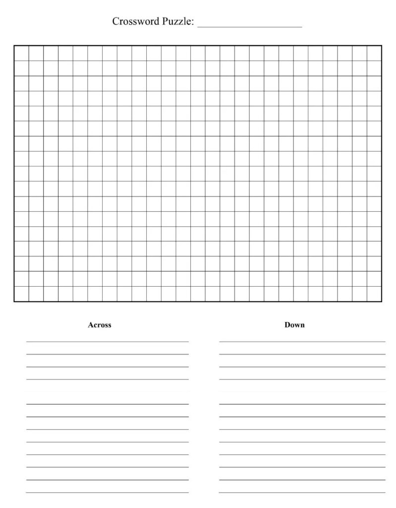Printable Blank Crossword Grid Printable JD