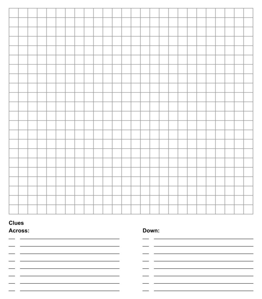 Printable Blank Crossword Puzzle Template Printable JD