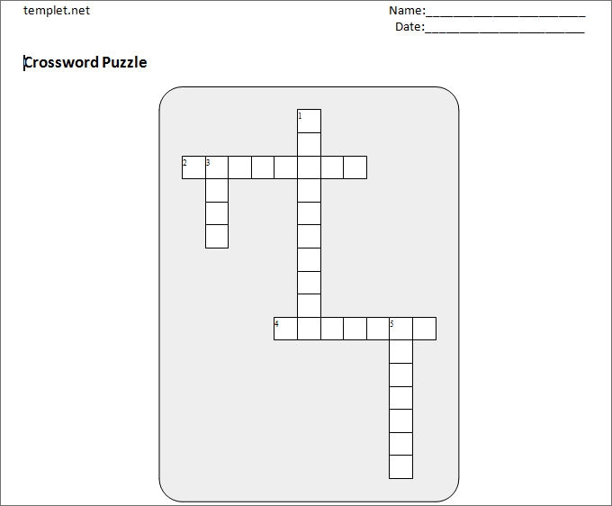 Printable Blank Crossword Puzzle Template Printable Templates