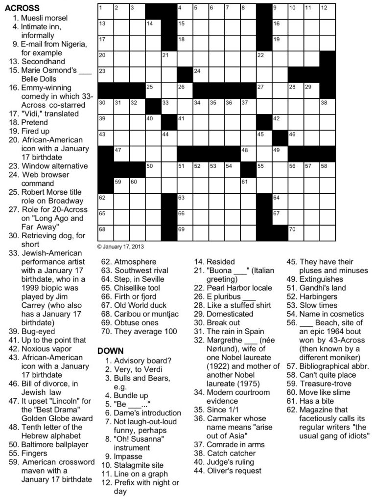 Boatload Crossword Puzzles Free Printable Crosswords