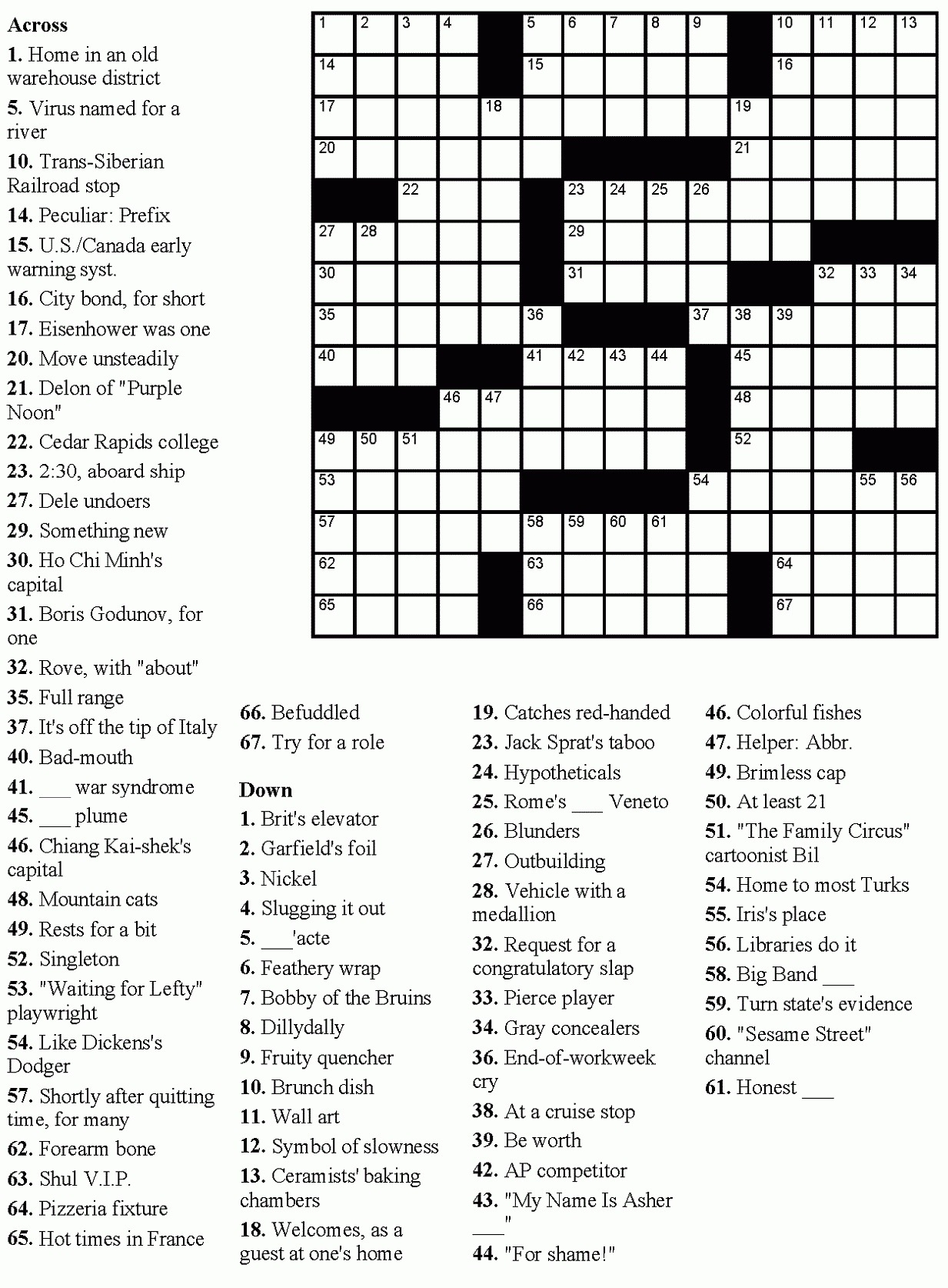 Printable Boston Herald Crossword Puzzle Printable JD