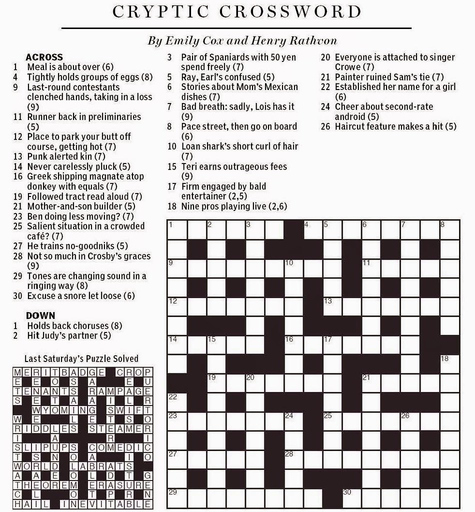Printable Boston Herald Crossword Puzzle Printable JD