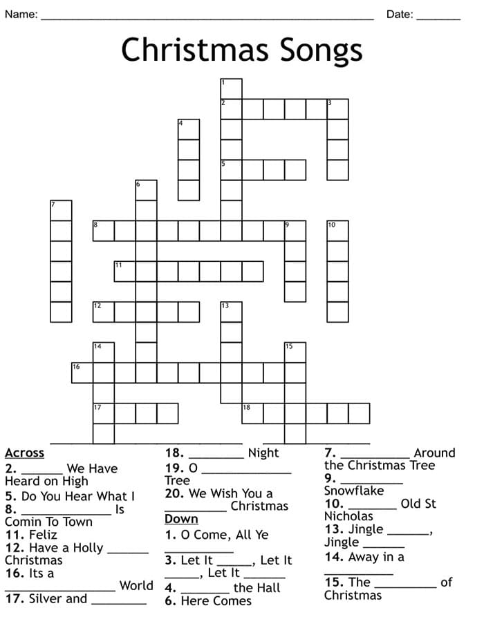 Printable Christmas Crossword Puzzles Online Free Download And Print 