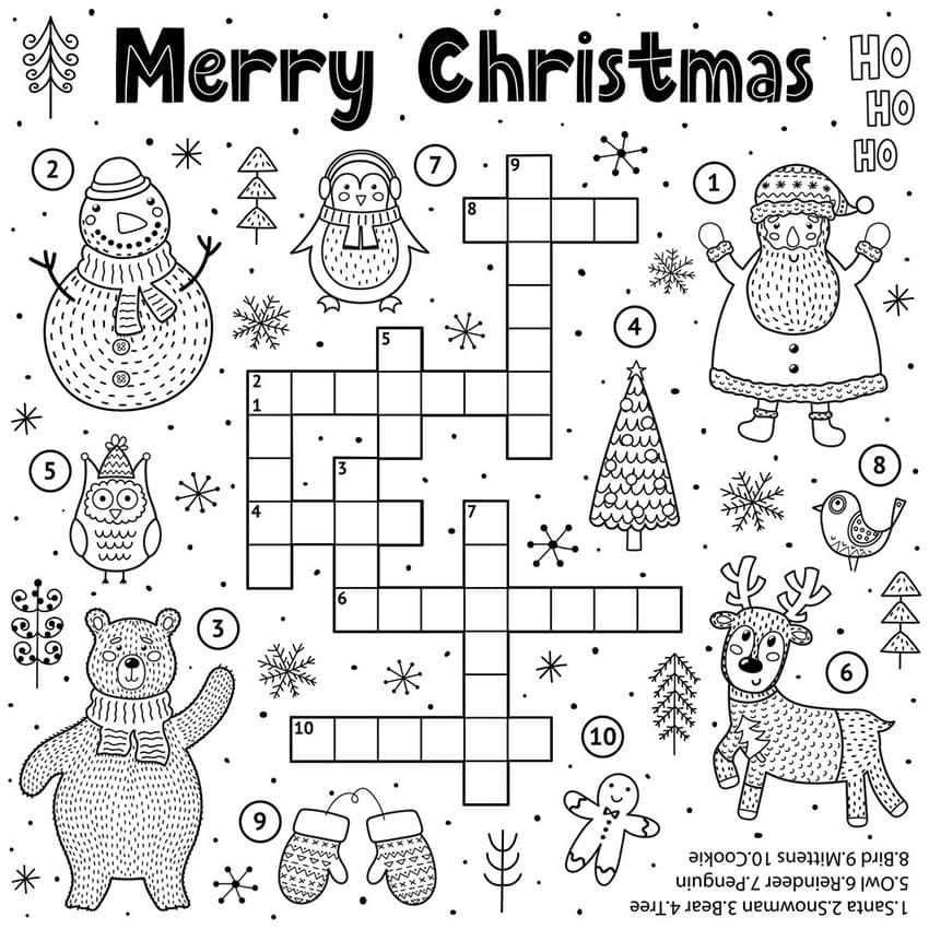 Printable Christmas Crossword Puzzles Vocabulary Free Download And 