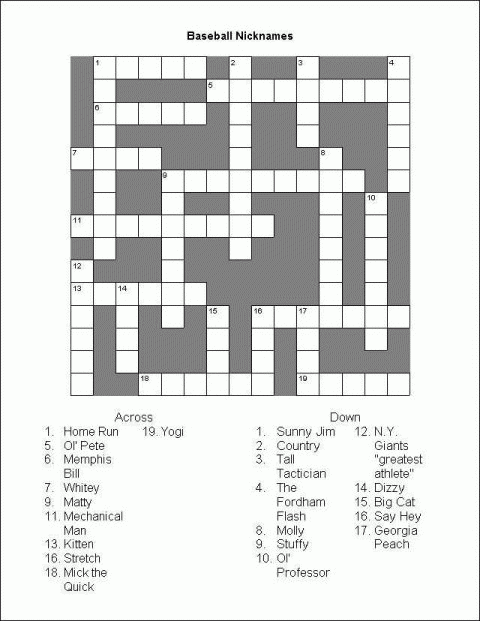 Printable Crossword Puzzles 11 Coloring Kids
