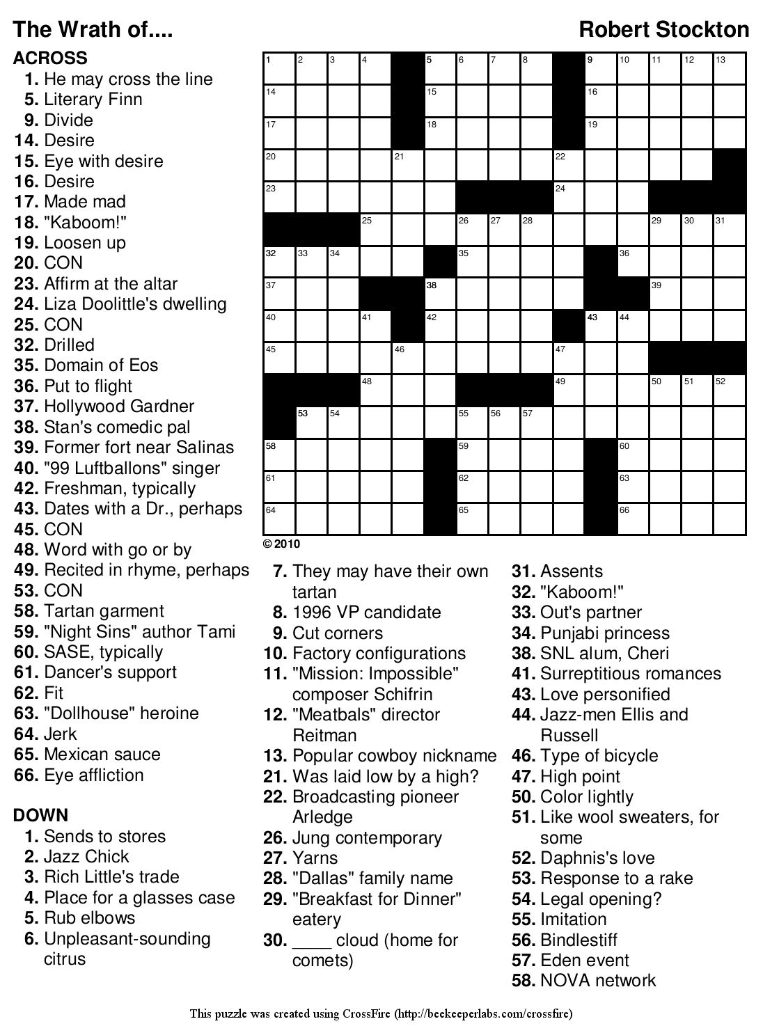 Printable Crossword Puzzles For High School English Printable 