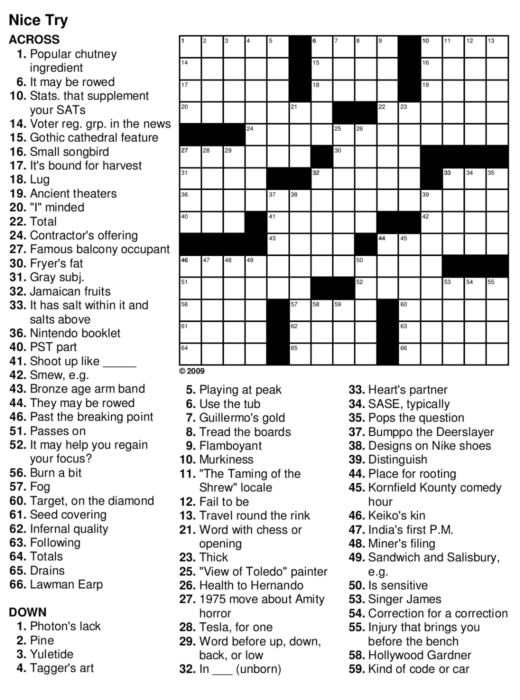Printable Crosswords Easy