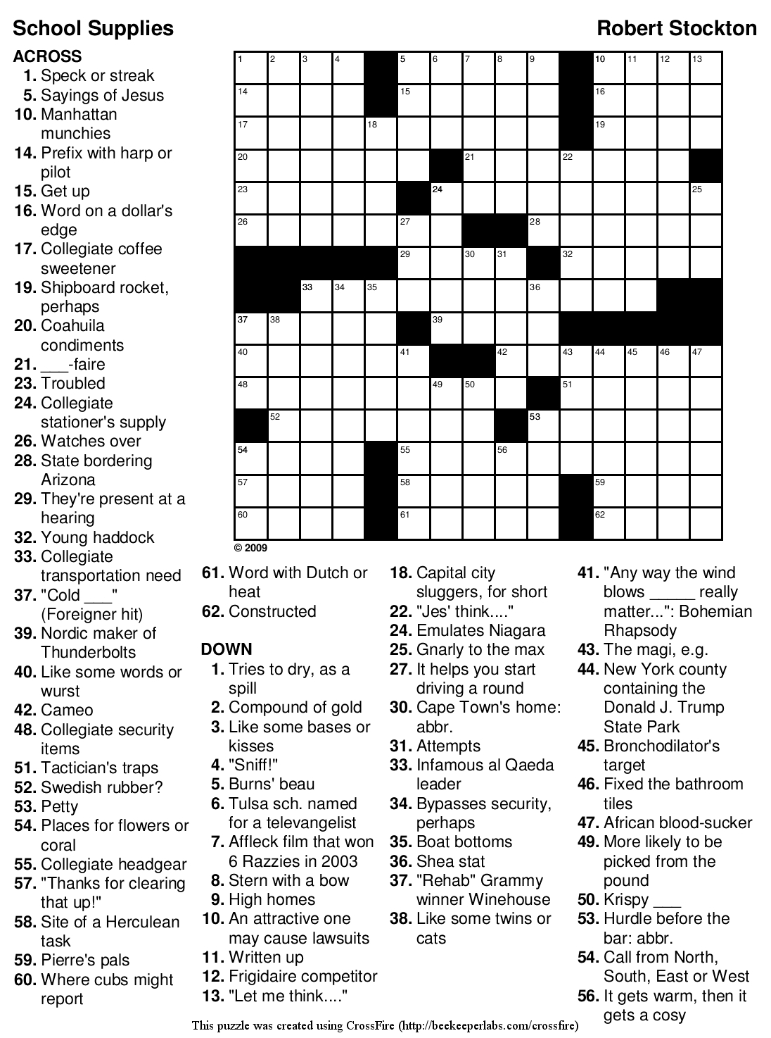 Printable Crosswords Hard