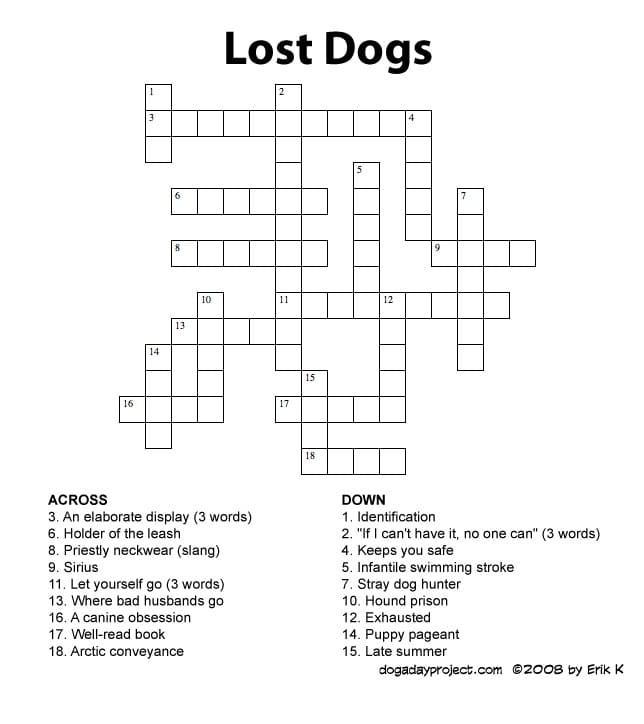 Printable Dog Crossword Puzzle Images Free Download And Print For You 
