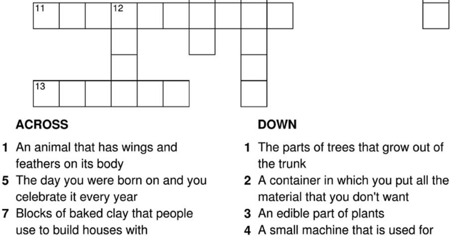 Printable English Crossword Puzzles With Answers Pdf