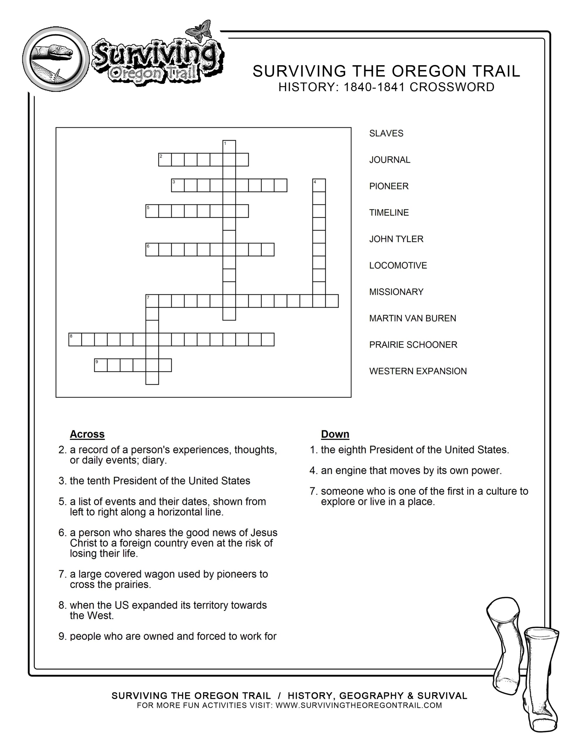 Printable History Crossword Puzzle Printable Crossword Puzzles
