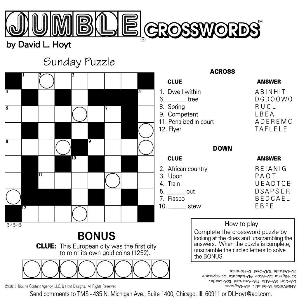 Printable Jumble Crossword Puzzles Printable Crossword Puzzles