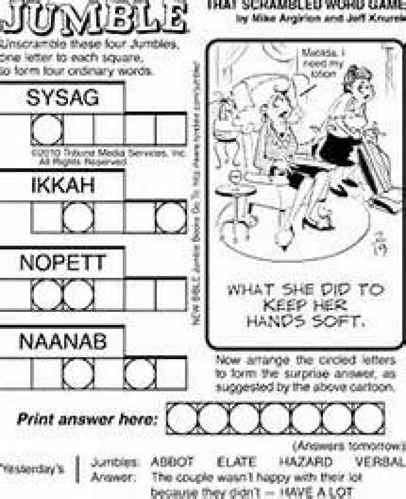 Printable Jumble Crossword Puzzles Printable Crossword Puzzles