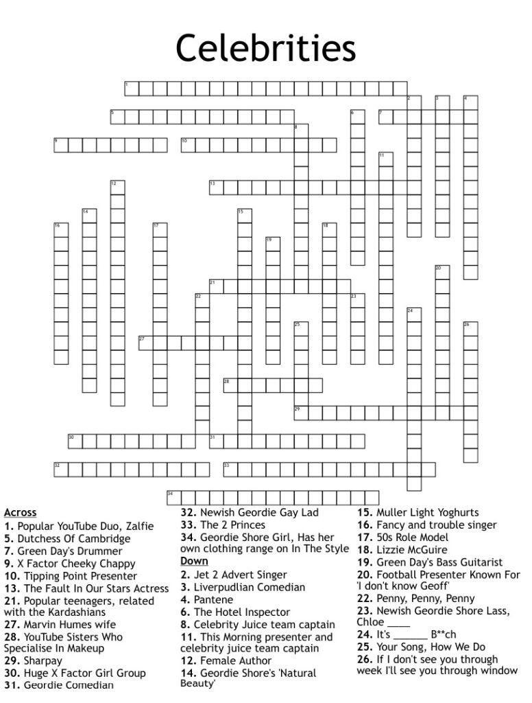 Printable People Magazine Crossword Puzzle Printable JD