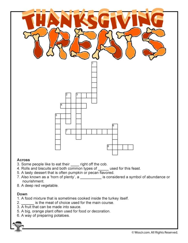Free Printable Thanksgiving Crossword Puzzles For Adults - Free ...