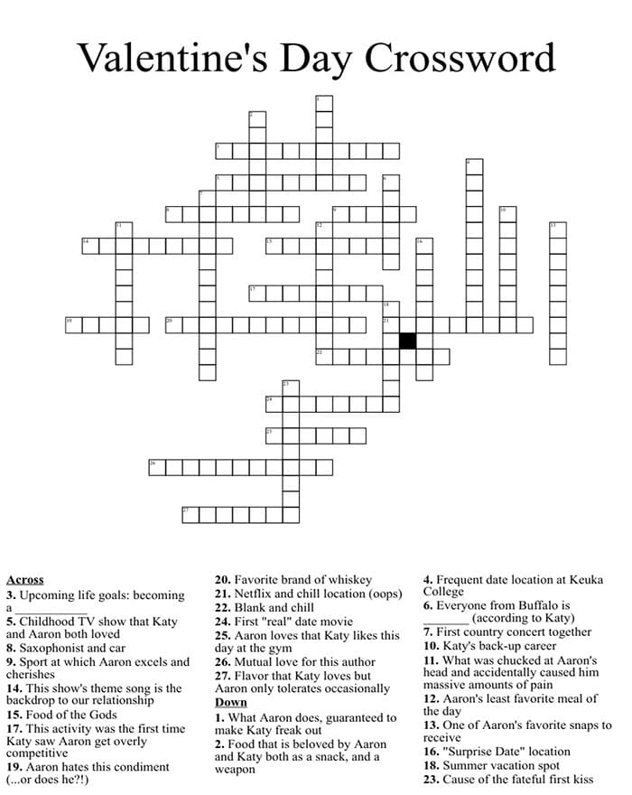 Printable Valentine Crossword Puzzle Free Free Download And Print For 
